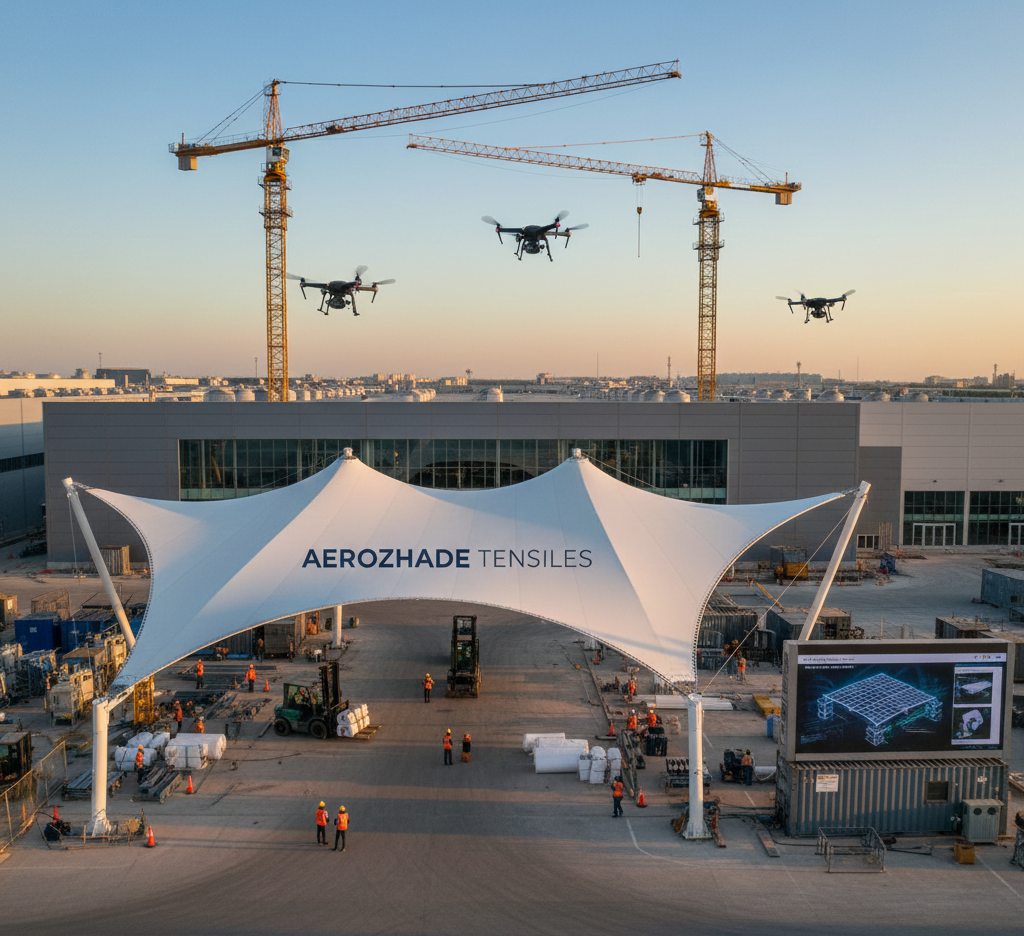 aerozhade tensile structure construction image