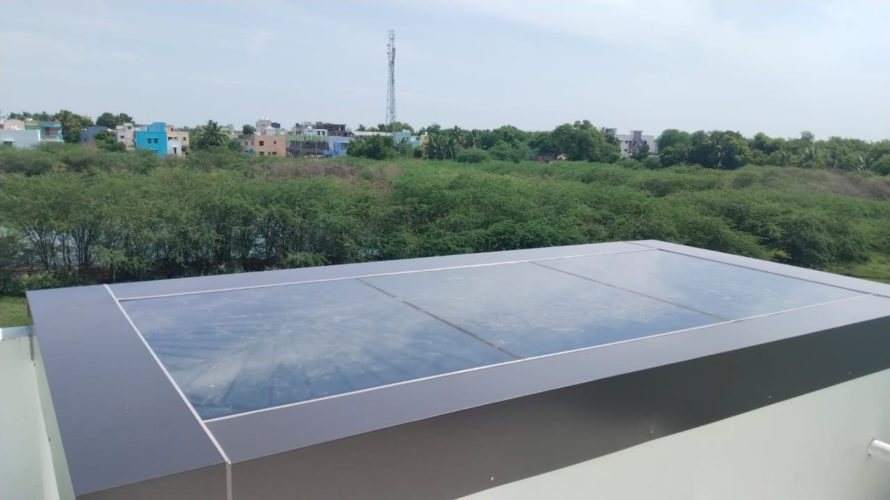 Glass roof for residential building
