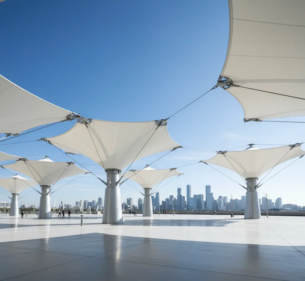 services homepage icon image of Umbrealla structured modern tensile for public walkways