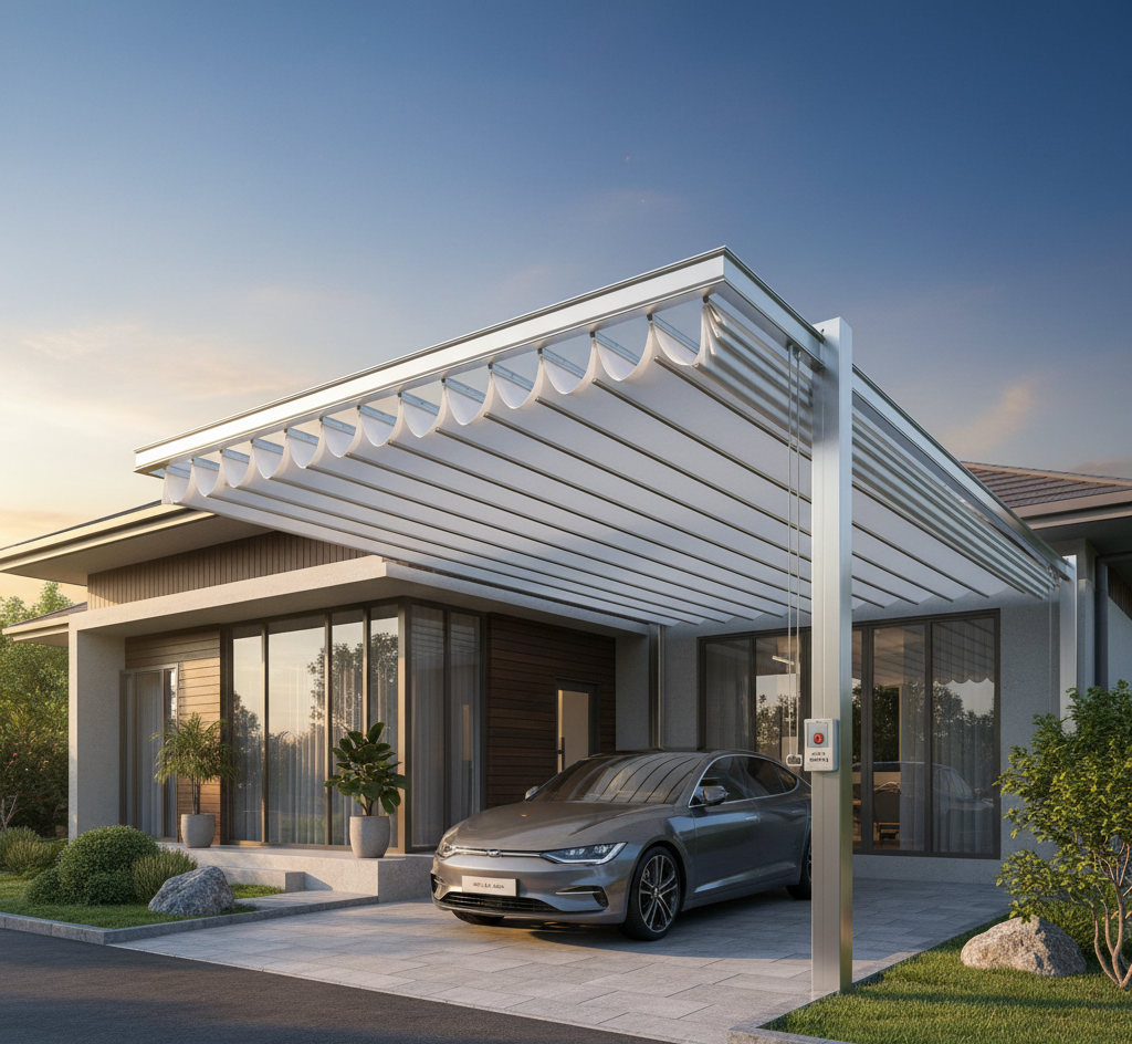 Retractable roofs for car parking area for Resident
